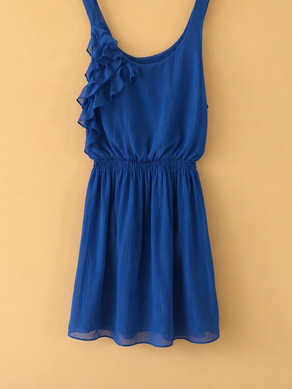 Blue Ruffle Front Dress - Picture 3 of 6